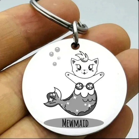 Kitt Cat is mermaid hot mermaid hot Keychain - Picture 1 of 1